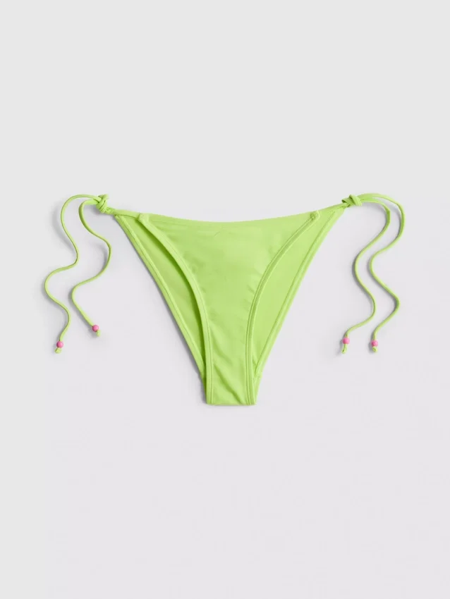 Bikini-Unterteil mit Perlenverzierung und seitlichen Bindebändern