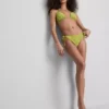 Bikini-Unterteil mit seitlichen Bindebändern und Stickerei