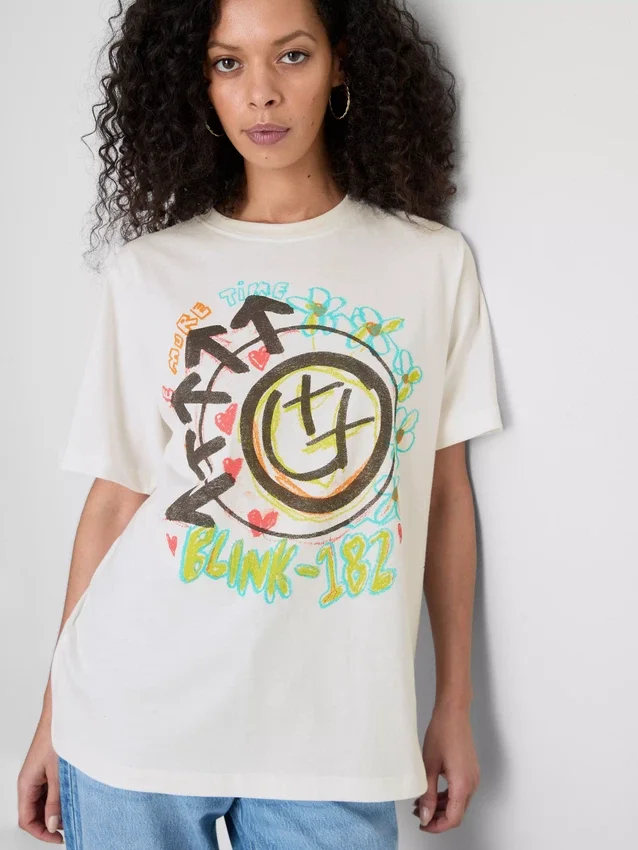 Blink 182 Baumwoll-T-Shirt mit grossem Logo in lockerer Passform