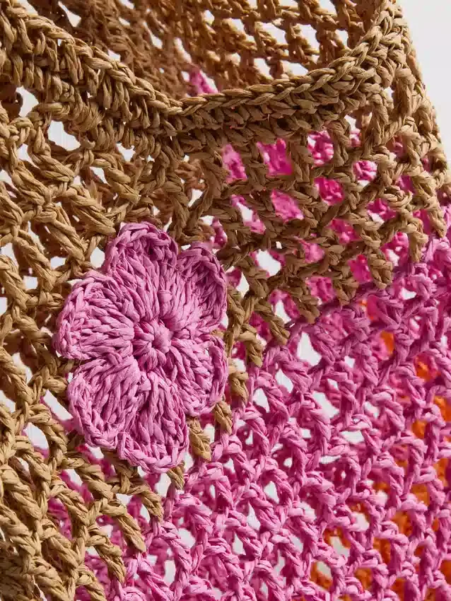 Blumen-Stroh-Einkaufstasche