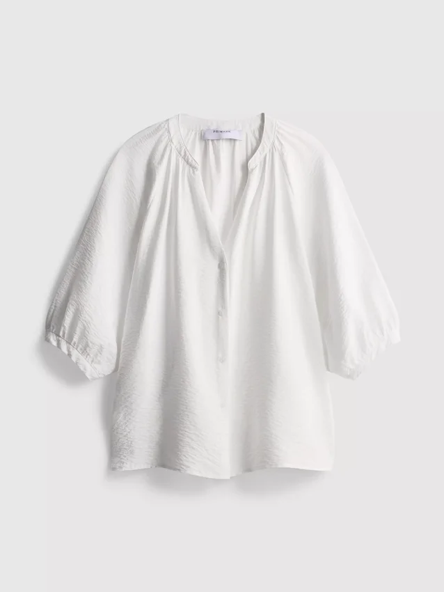 Bluse mit 3/4-Ärmeln und V-Ausschnitt