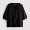 Bluse mit 3/4-Ärmeln und V-Ausschnitt
