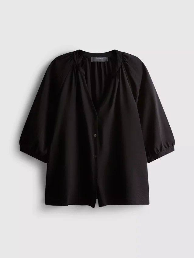 Bluse mit 3/4-Ärmeln und V-Ausschnitt