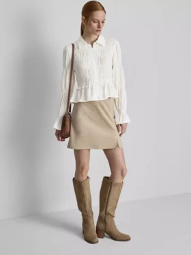 Bluse mit gerafftem Peplum-Saum