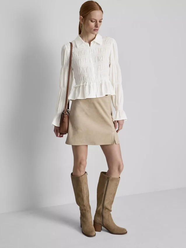 Bluse mit gerafftem Peplum-Saum