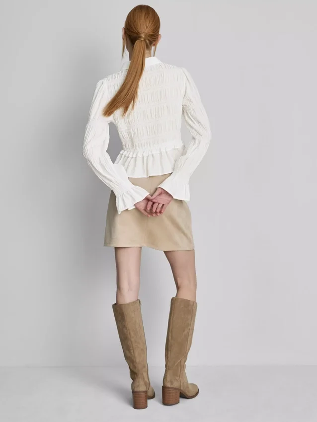 Bluse mit gerafftem Peplum-Saum