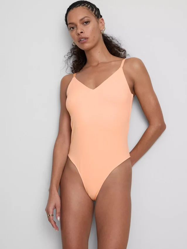 Bodysuit mit V-Ausschnitt und Trägern