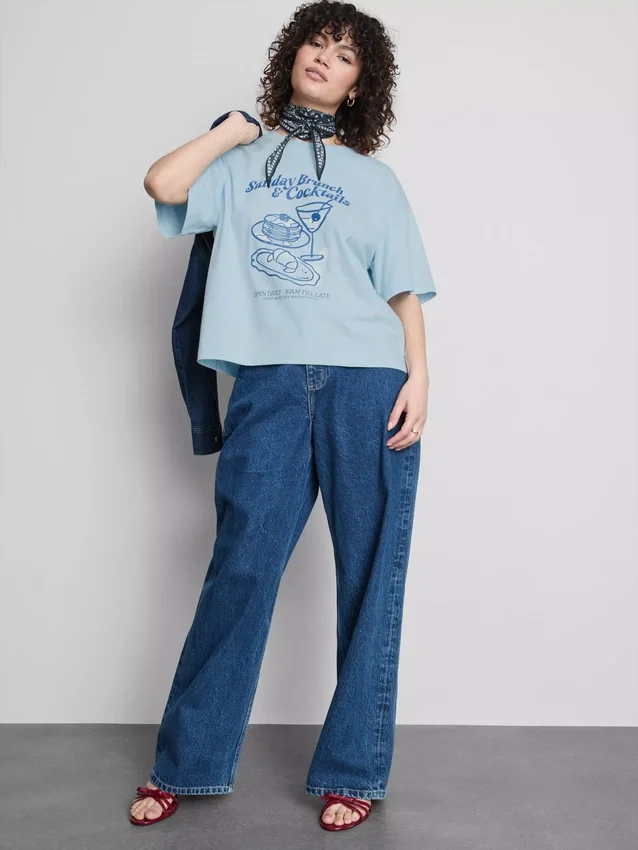 Boxy-T-Shirt aus Baumwolle mit Grafikprint