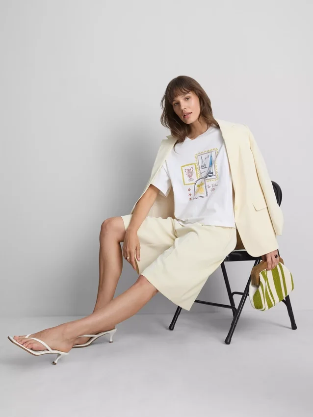 Boxy-T-Shirt aus Baumwolle mit Grafikprint