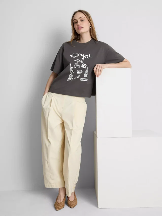 Boxy-T-Shirt aus Baumwolle mit Grafikprint