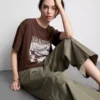 Boxy-T-Shirt aus Baumwolle mit Grafikprint