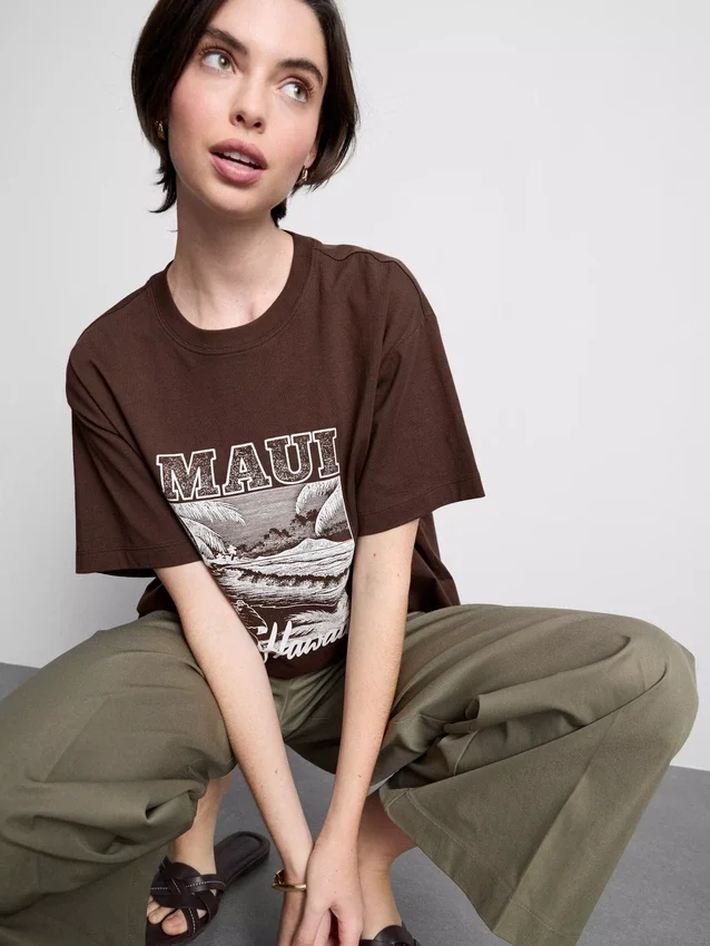 Boxy-T-Shirt aus Baumwolle mit Grafikprint