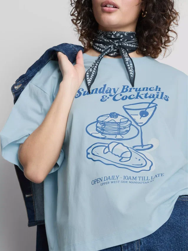 Boxy-T-Shirt aus Baumwolle mit Grafikprint