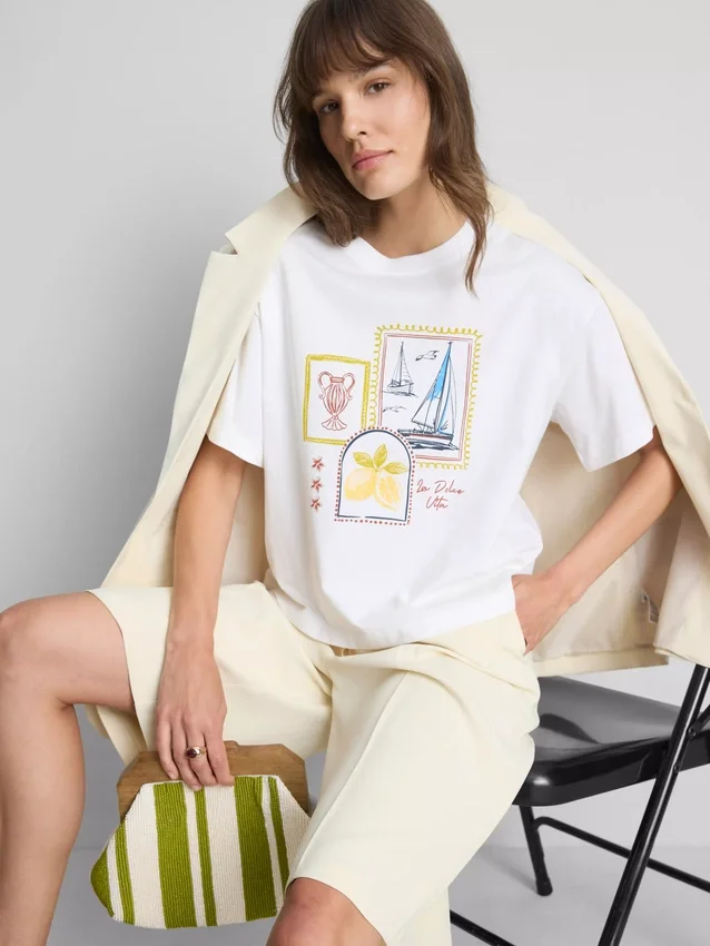 Boxy-T-Shirt aus Baumwolle mit Grafikprint