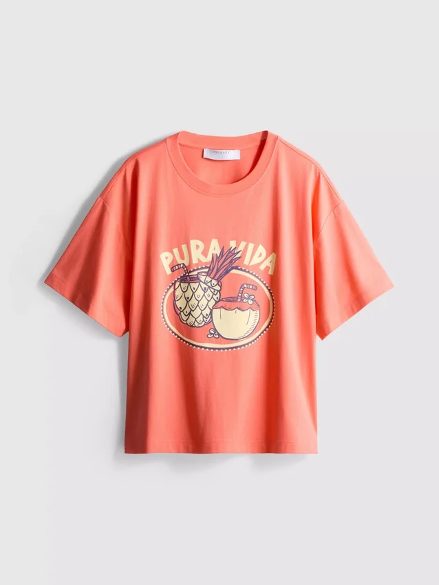 Boxy-T-Shirt aus Baumwolle mit Grafikprint