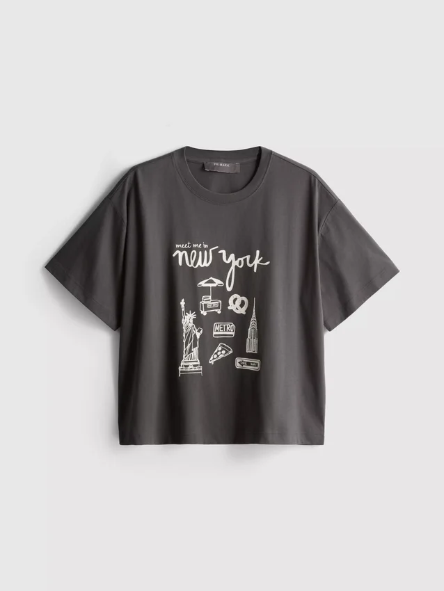 Boxy-T-Shirt aus Baumwolle mit Grafikprint