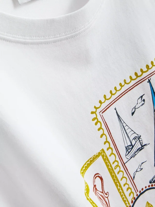 Boxy-T-Shirt aus Baumwolle mit Grafikprint