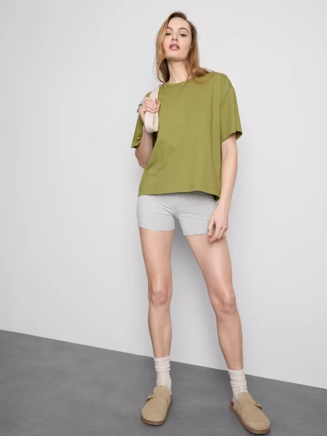 Boxy-T-Shirt aus Baumwolle mit Rundhalsausschnitt