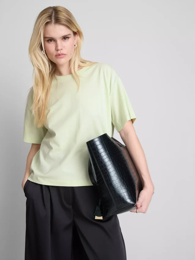 Boxy-T-Shirt aus Baumwolle mit Rundhalsausschnitt