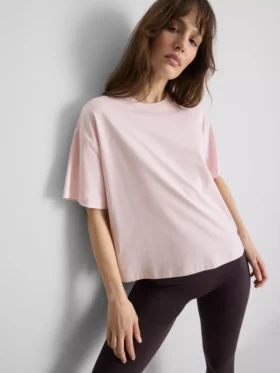 Boxy-T-Shirt aus Baumwolle mit Rundhalsausschnitt