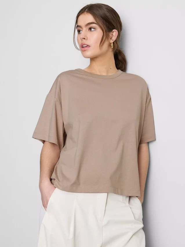 Boxy-T-Shirt aus Baumwolle mit Rundhalsausschnitt