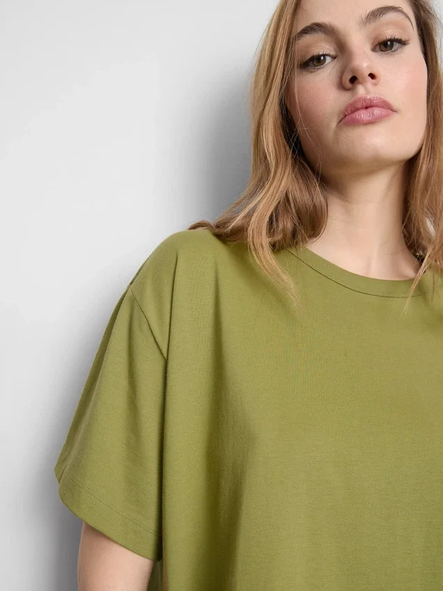 Boxy-T-Shirt aus Baumwolle mit Rundhalsausschnitt