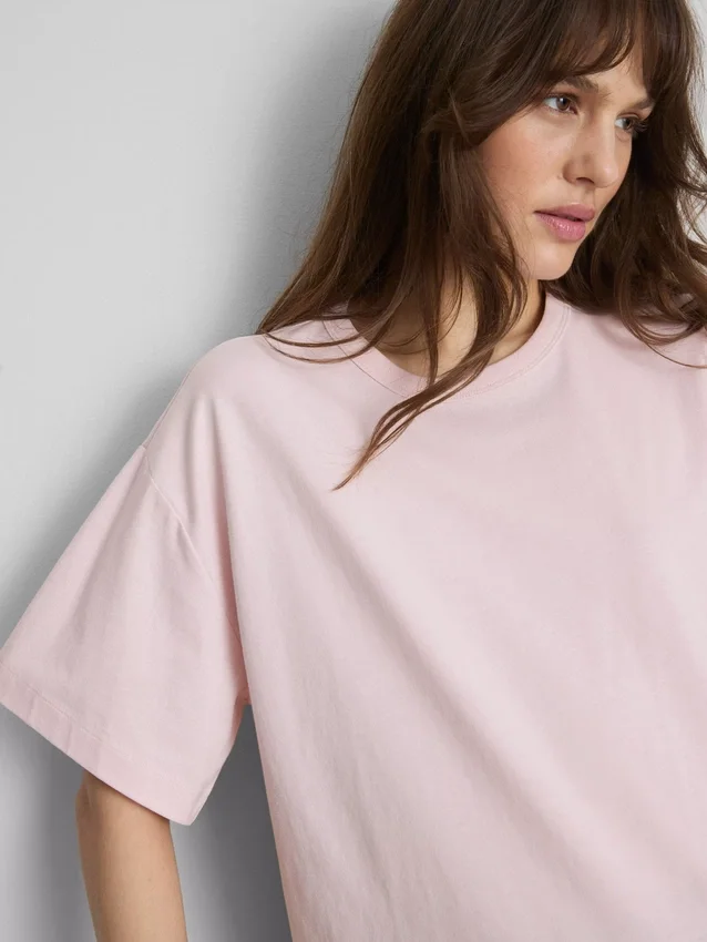Boxy-T-Shirt aus Baumwolle mit Rundhalsausschnitt