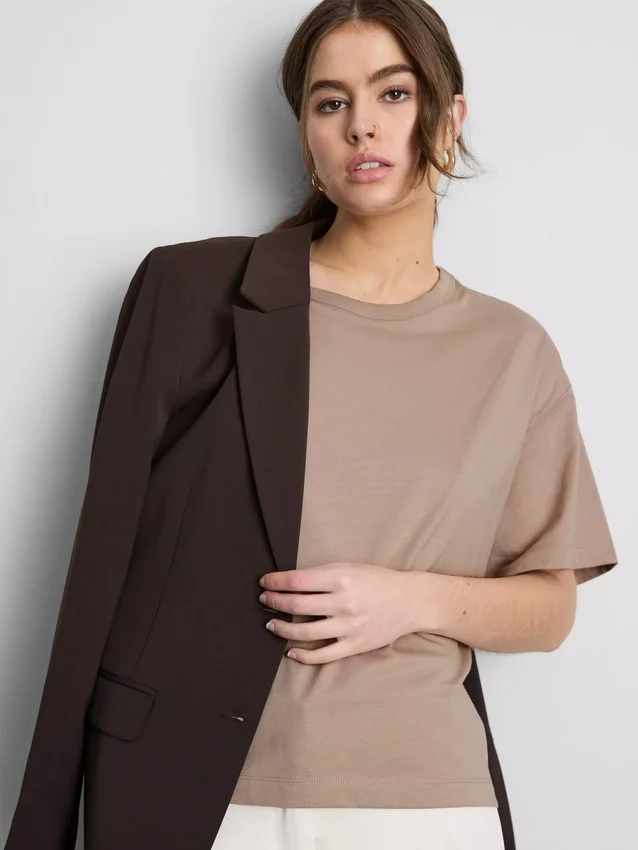 Boxy-T-Shirt aus Baumwolle mit Rundhalsausschnitt