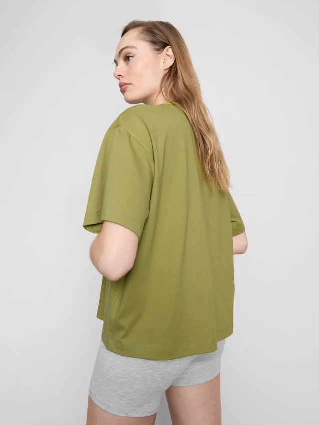 Boxy-T-Shirt aus Baumwolle mit Rundhalsausschnitt