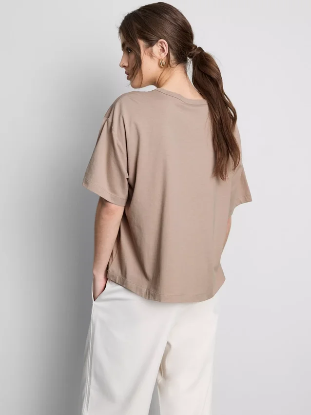 Boxy-T-Shirt aus Baumwolle mit Rundhalsausschnitt