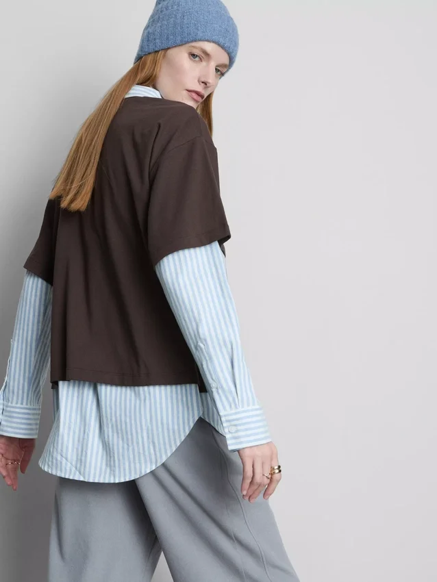 Boxy-T-Shirt aus Baumwolle mit Rundhalsausschnitt