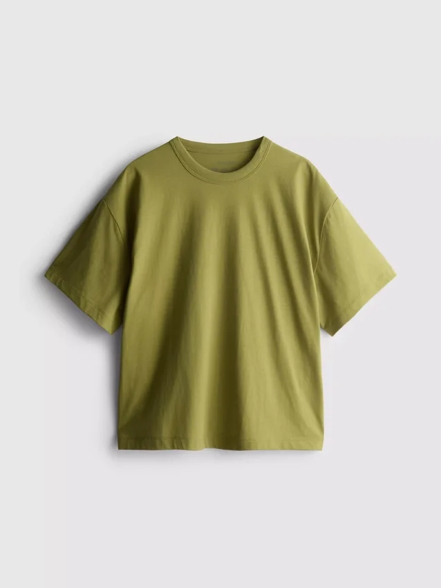 Boxy-T-Shirt aus Baumwolle mit Rundhalsausschnitt