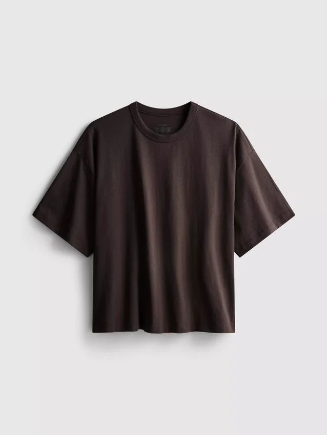 Boxy-T-Shirt aus Baumwolle mit Rundhalsausschnitt