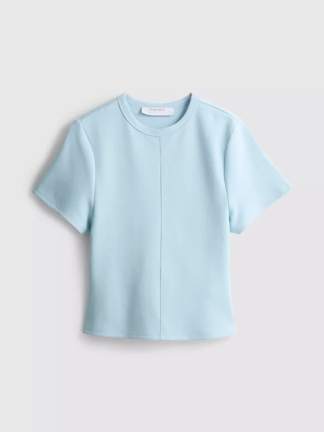 Boxy-T-Shirt mit Nahtdetails aus baumwollreichem Material