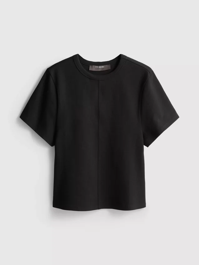 Boxy-T-Shirt mit Nahtdetails aus baumwollreichem Material
