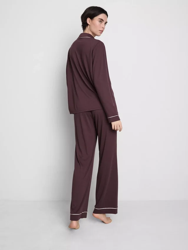 Boyfriend-Schlafanzug aus Jersey mit Paspelierung
