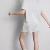 Boyfriend-Schlafanzug-Shorts aus Satin mit Blumenmuster