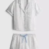 Boyfriend-Schlafanzug-Shorts aus Satin mit Blumenmuster