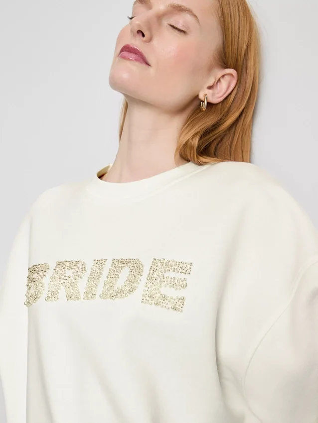 Braut-Sweatshirt mit bestickten Pailletten
