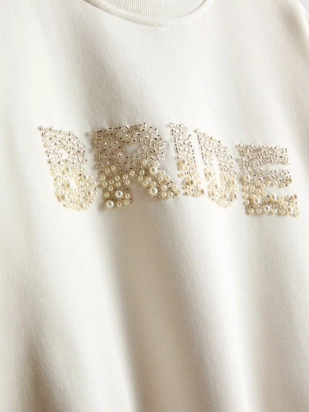 Braut-Sweatshirt mit bestickten Pailletten