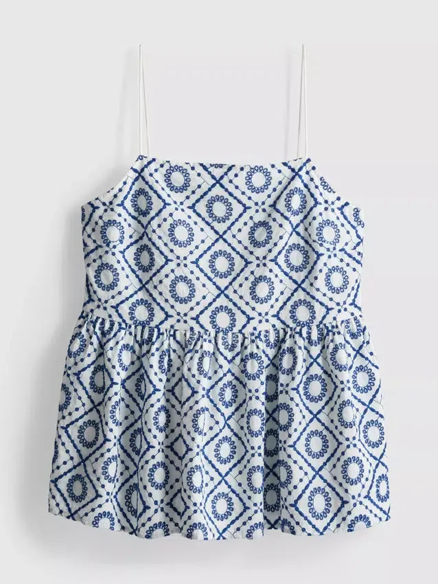 Cami-Top aus Baumwolle mit Cutwork-Verzierung