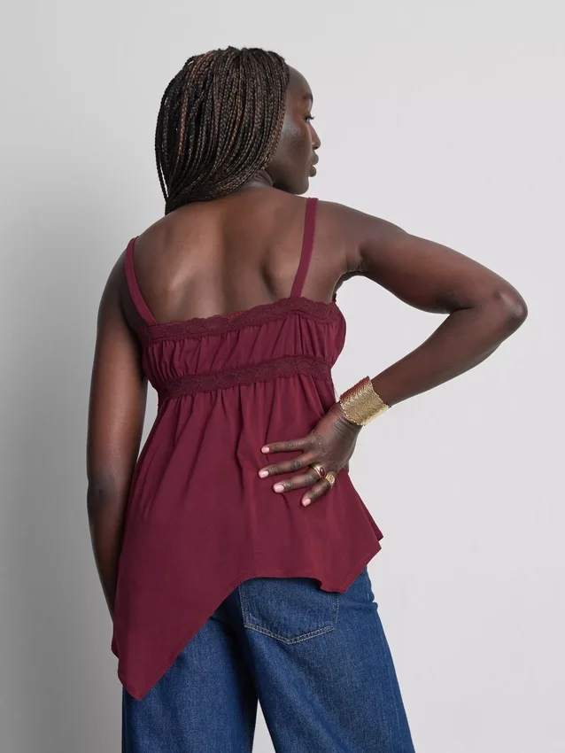 Cami-Top aus Baumwolle mit Hanky-Saum