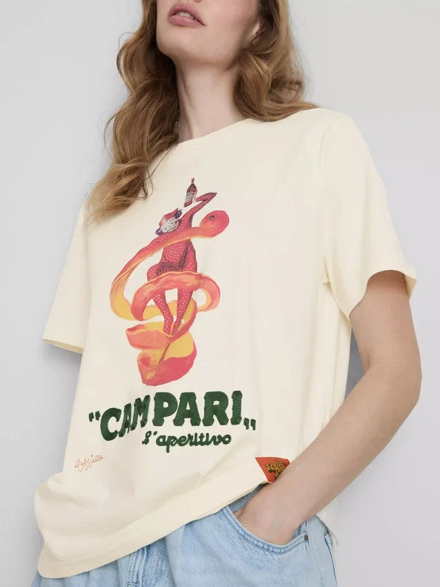 Campari Baumwoll-T-Shirt mit Rundhalsausschnitt
