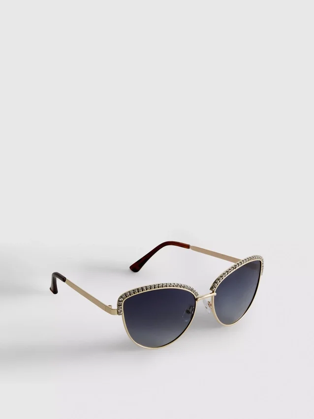 Cat-Eye-Sonnenbrille mit Strasssteinen