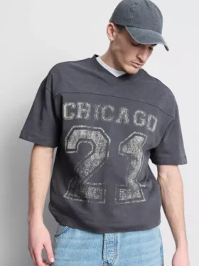 Chicago-Grafik-Hemd mit V-Ausschnitt