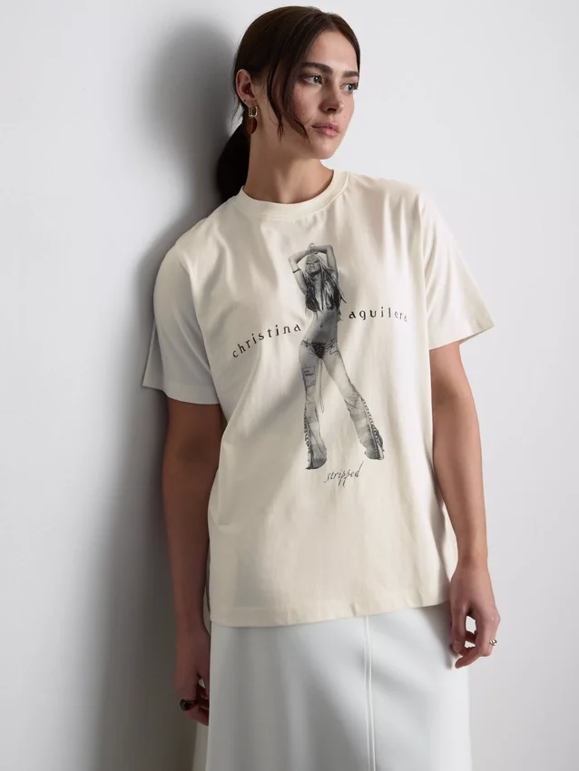 Christina Aguilera Baumwoll-T-Shirt mit Musikmotiv