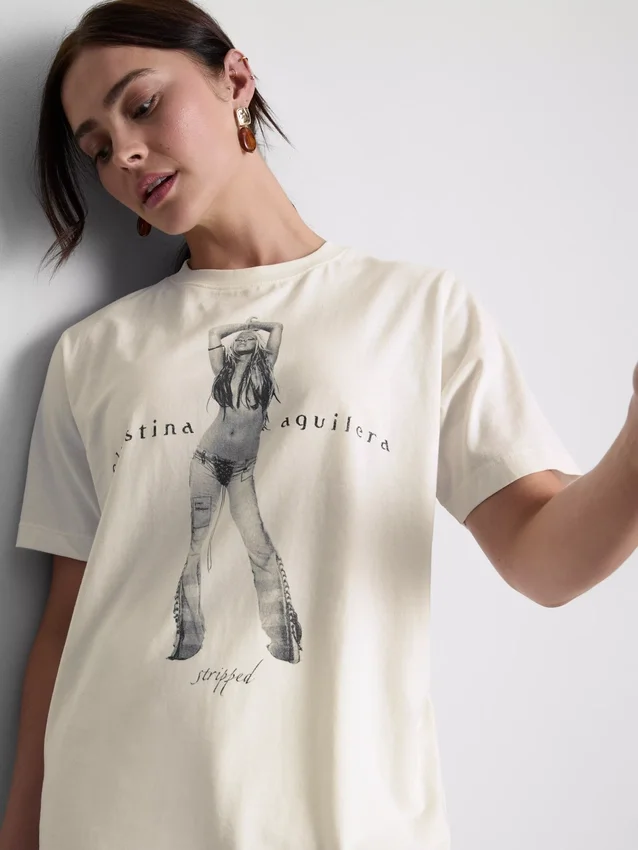 Christina Aguilera Baumwoll-T-Shirt mit Musikmotiv