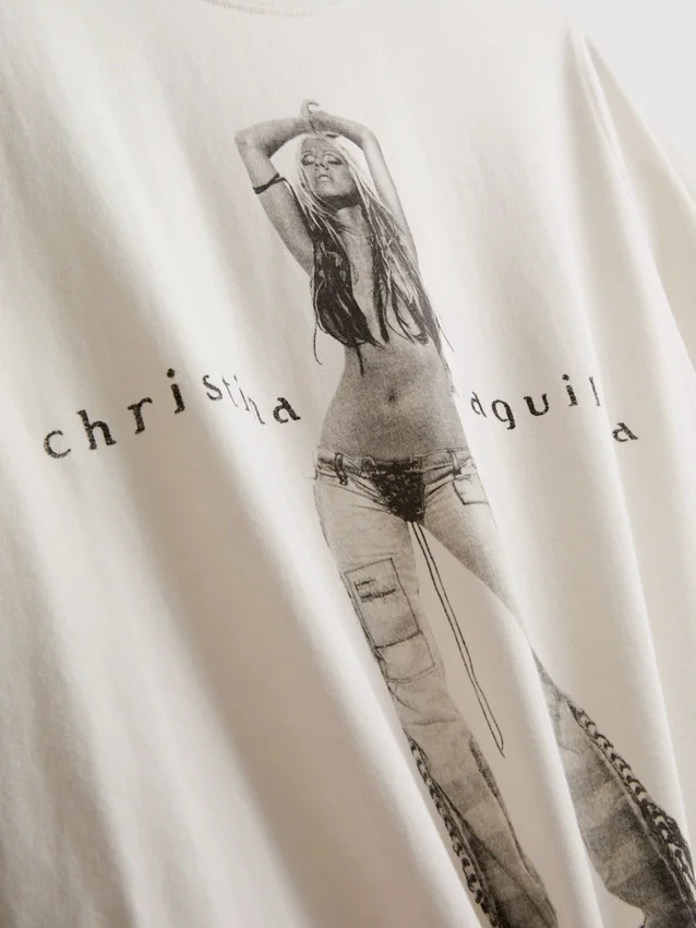 Christina Aguilera Baumwoll-T-Shirt mit Musikmotiv
