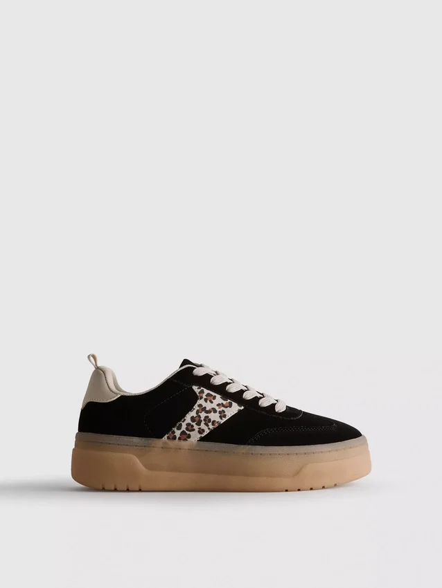 Chunky-Sneaker mit Leopardenmuster und Gummisohle