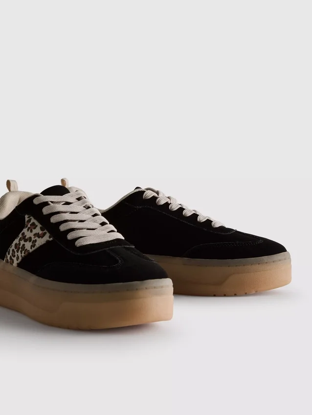 Chunky-Sneaker mit Leopardenmuster und Gummisohle